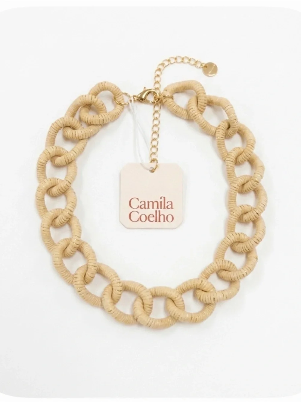 NWT βοΈ πβοΈ Camila Coelho Woven Raffia Link Statement Necklace - Picture 5 of 13